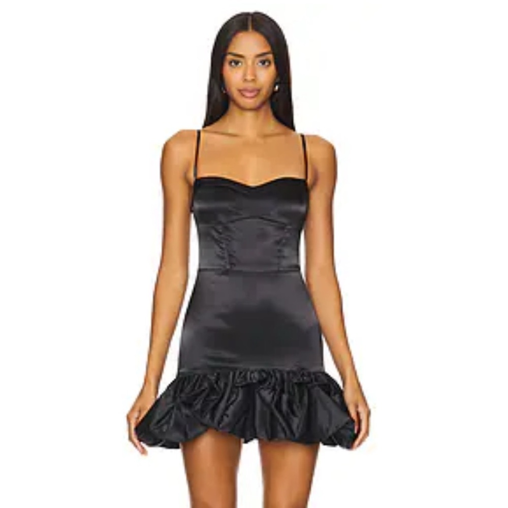 More to Come Elegant Black Satin Dress - Picture 1 of 3